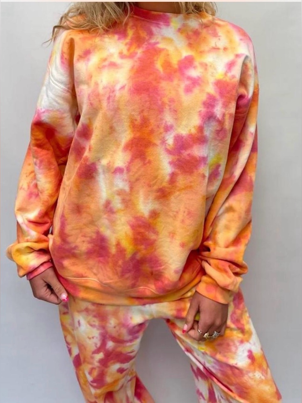 Lonely Ghost Tie Die Waffle Weave Sweatsuit Shirt and Jogger Pants Sz Small